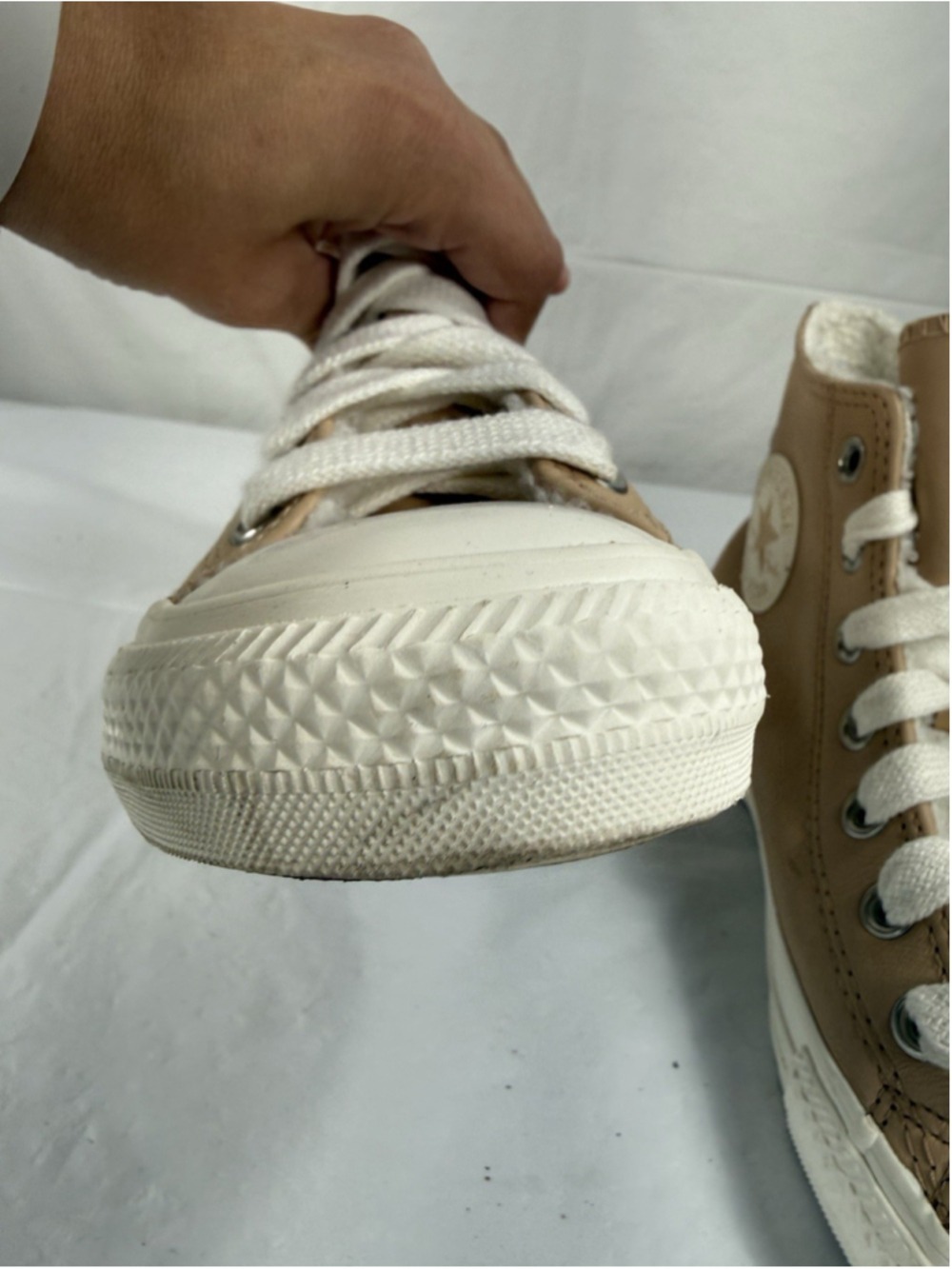 Converse Women's Chuck Taylor All Star Hi Leather A07945C Epic Dune/Egret Sz 7.5 - Picture 12 of 15